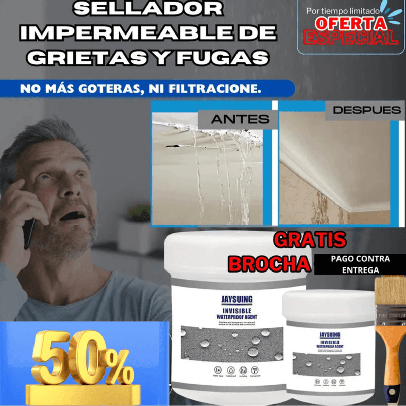 Sellador Impermeable de Grietas y Fugas - Pague 1 y lleve GRATIS Brocha + 250ML | SOLO HOY🔥