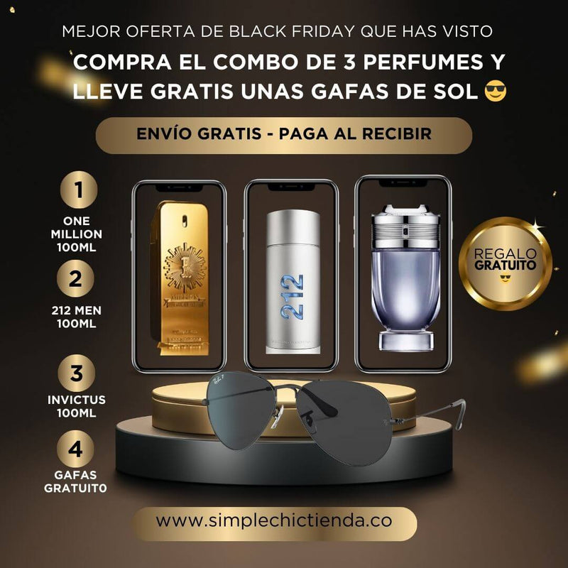 Combo 3 perfumes y lleve GRATIS unas gafas de sol exclusiva 😎  SE AGOTA RÁPIDO 🔥